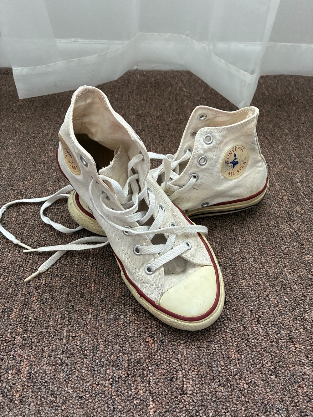 Converse High Top Sneakers - Off-White with Red Trim